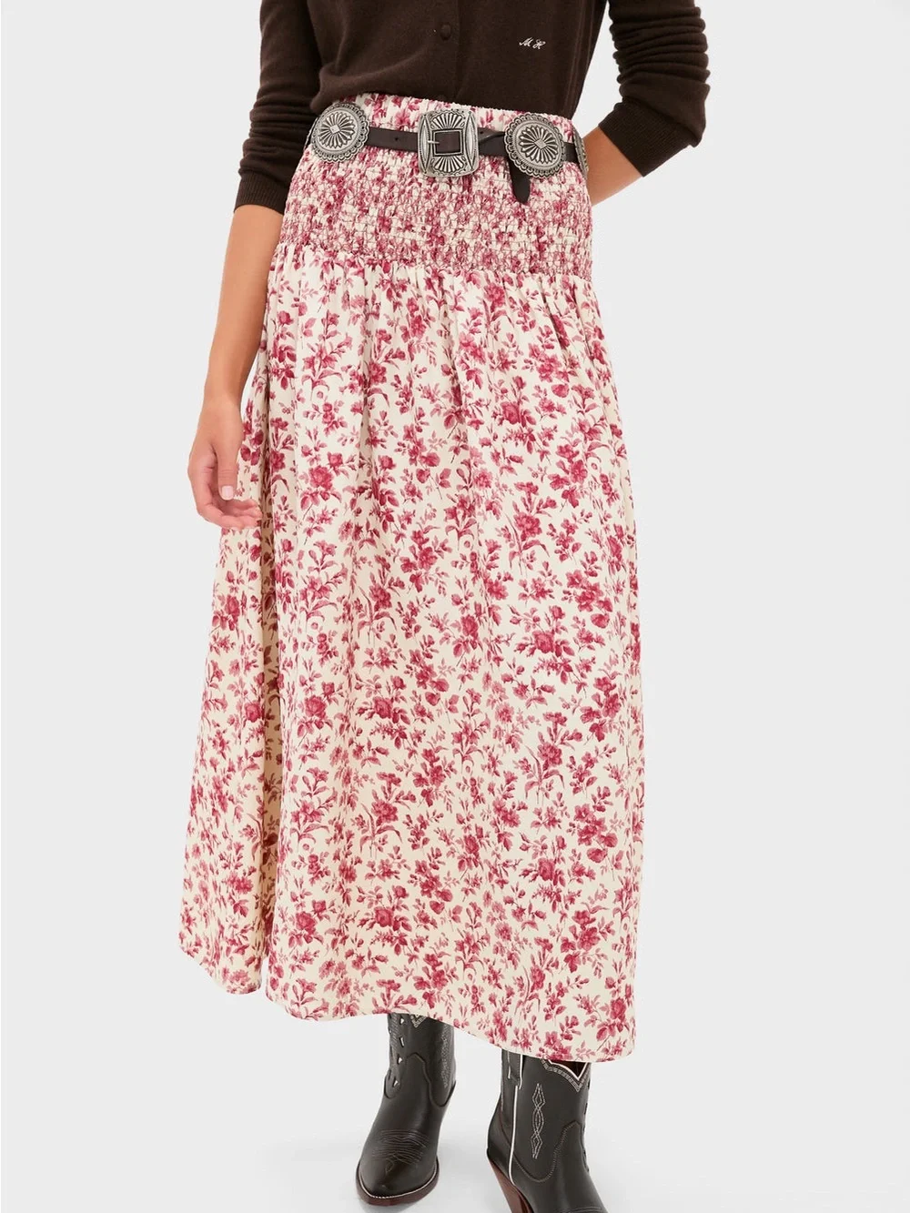 Tuckernuck Pomegranate Bloom Smocked Benson Skirt size M